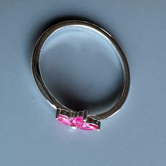 Sterling Silver Ruby CZ Dainty Flower Ring - Picture 6 of 10